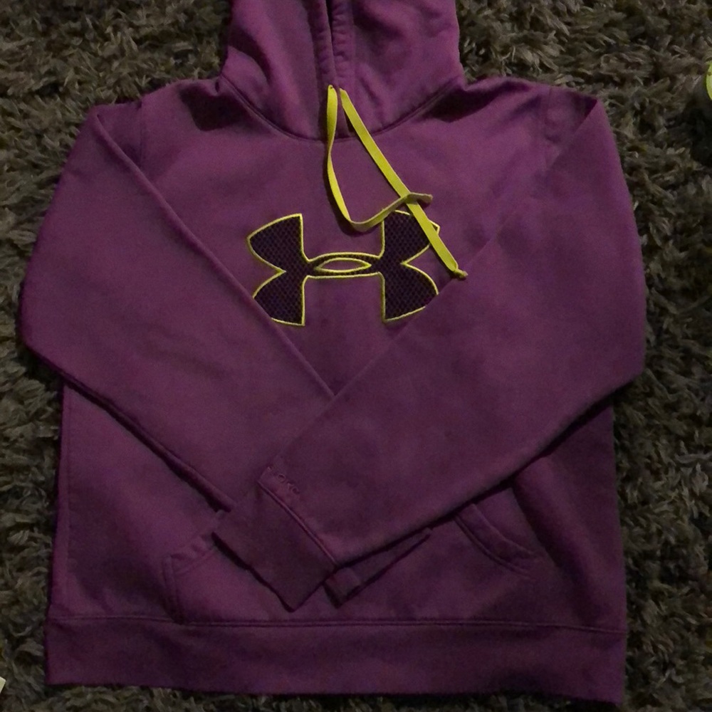 Neon green and purple under armour sweatshirt